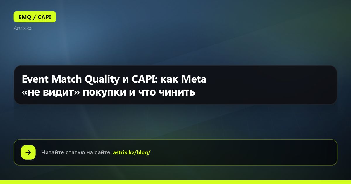 Event Match Quality и CAPI: как Meta «не видит» покупки и что чинить